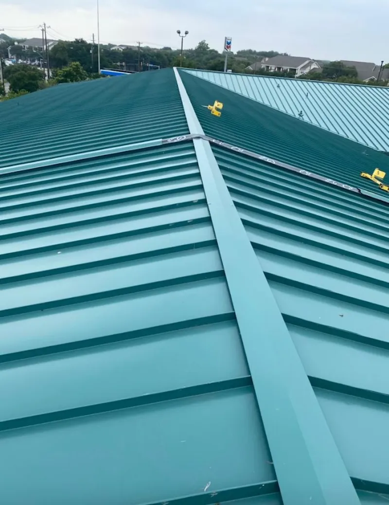 Green commercial metal roof ridge and valley for Metal Roof Repair in Tampa